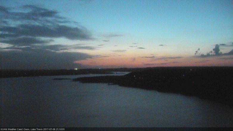 Lake Travis webcam, July 6, 2017 8:20 PM CT
