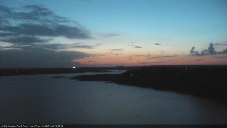 Lake Travis webcam, July 6, 2017 8:30 PM CT