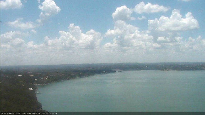Lake Travis webcam, July 7, 2017 1:20 PM CT
