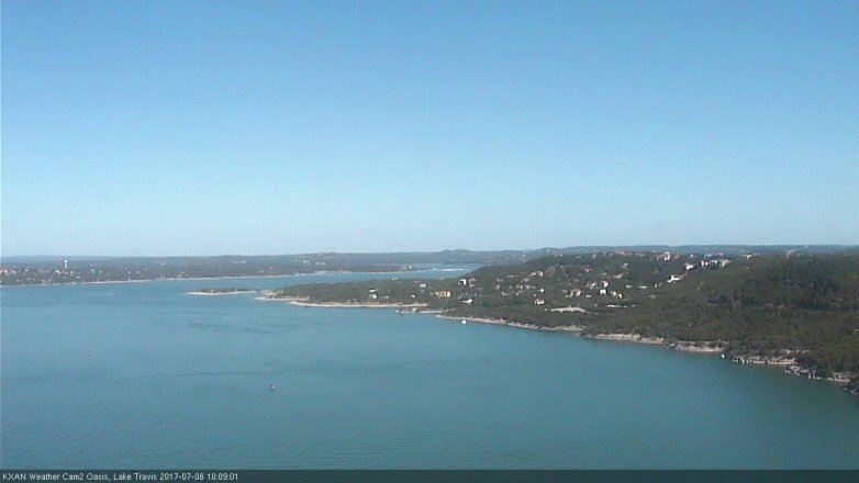 Lake Travis webcam, July 8, 2017 9:25 AM CT