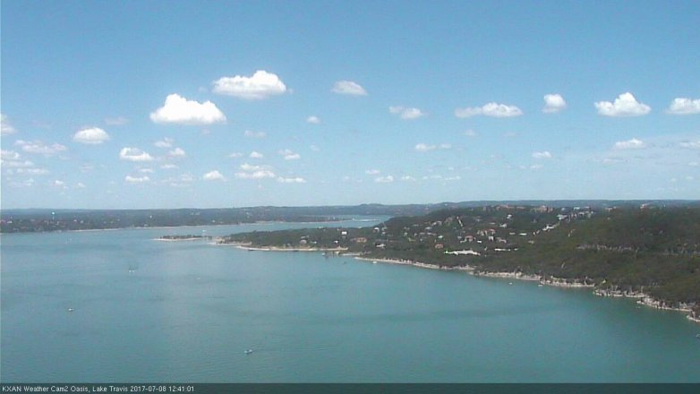 Lake Travis webcam, July 8, 2017 12:10 PM CT