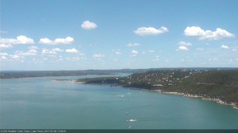 Lake Travis webcam, July 8, 2017 12:30 PM CT