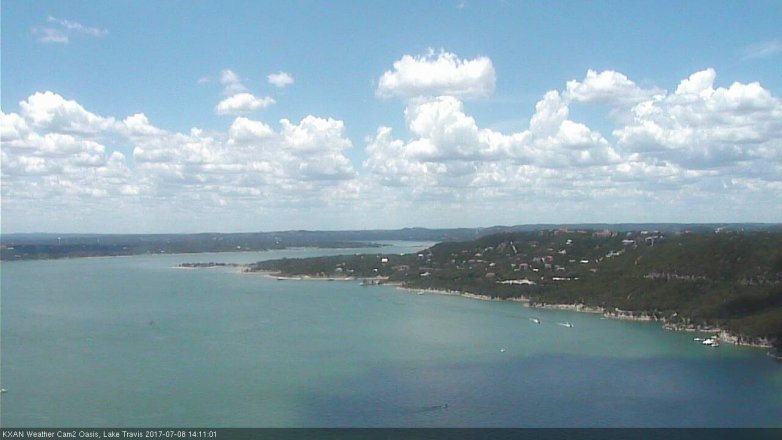 Lake Travis webcam, July 8, 2017 1:15 PM CT