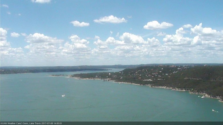 Lake Travis webcam, July 8, 2017 1:25 PM CT