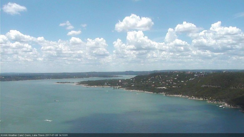 Lake Travis webcam, July 8, 2017 1:30 PM CT