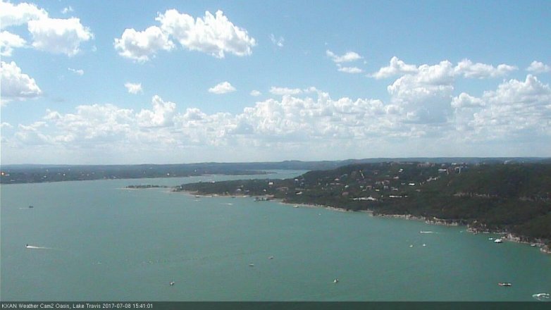 Lake Travis webcam, July 8, 2017 3:00 PM CT