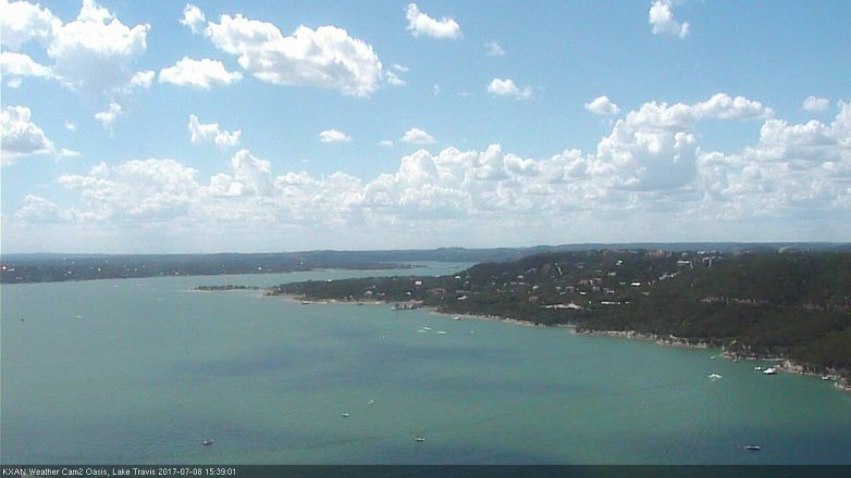 Lake Travis webcam, July 8, 2017 3:05 PM CT