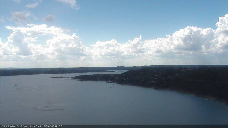Lake Travis webcam, July 8, 2017 4:05 PM CT