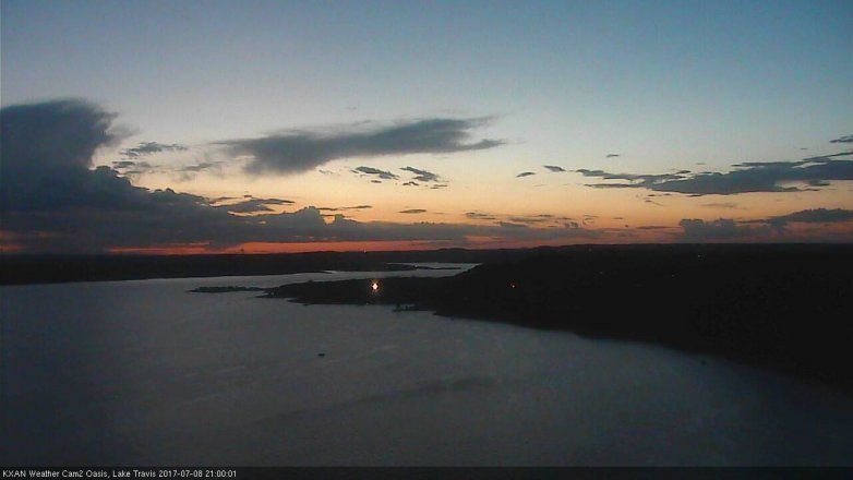 Lake Travis webcam, July 8, 2017 8:15 PM CT