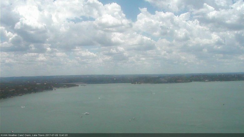 Lake Travis webcam, July 9, 2017 1:05 PM CT