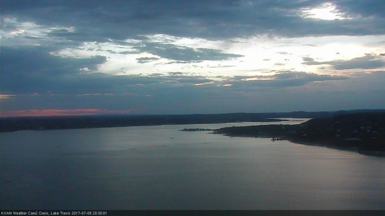 Lake Travis webcam, July 9, 2017 7:55 PM CT
