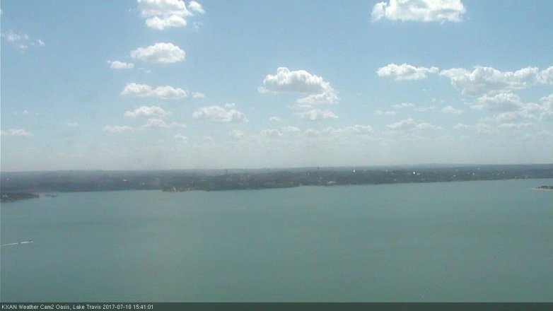 Lake Travis webcam, July 10, 2017 3:10 PM CT
