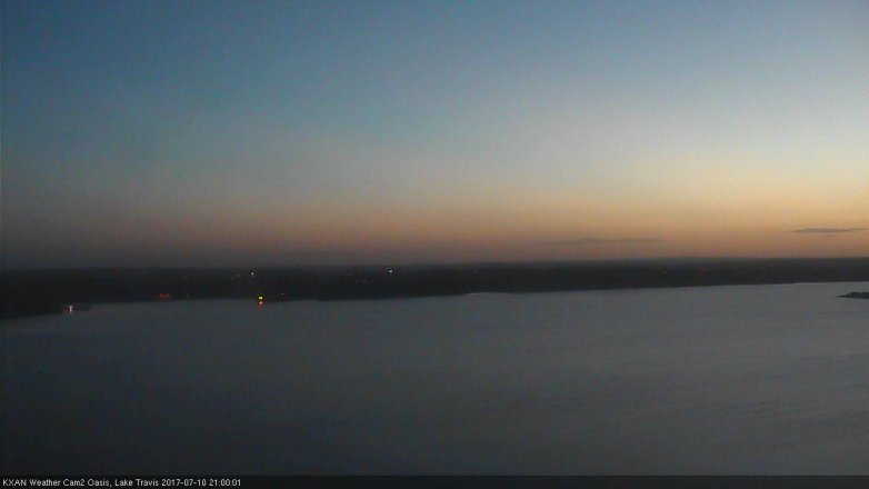 Lake Travis webcam, July 10, 2017 8:30 PM CT