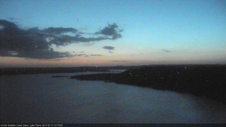 Lake Travis webcam, July 11, 2017 8:30 PM CT