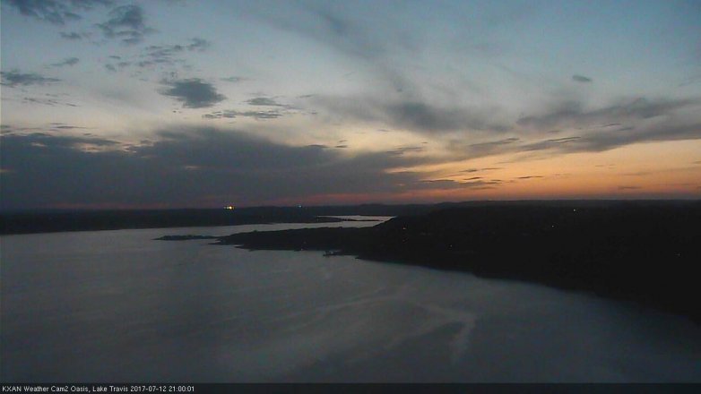 Lake Travis webcam, July 12, 2017 8:30 PM CT