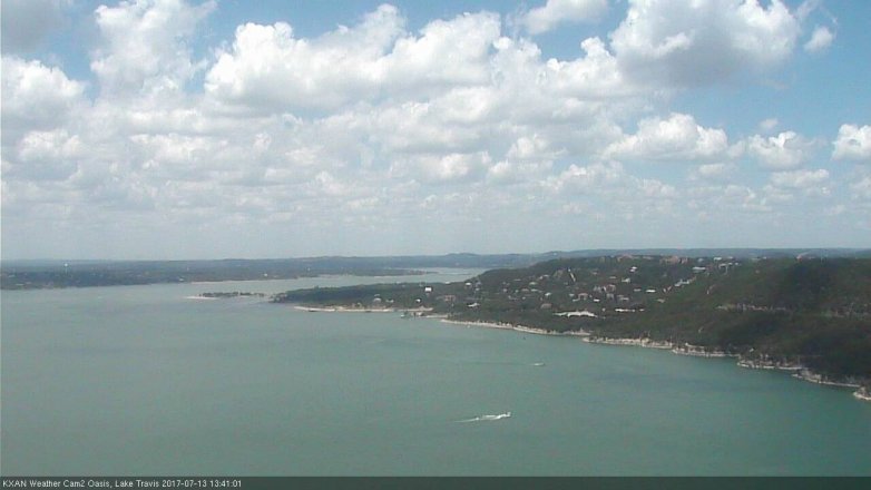 Lake Travis webcam, July 13, 2017 1:00 PM CT