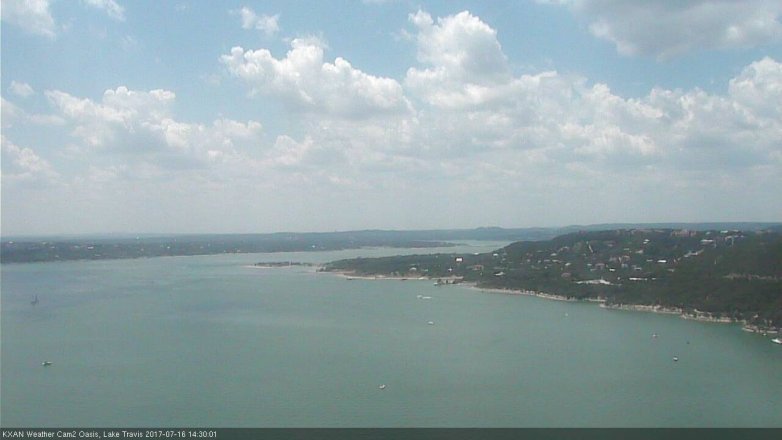 Lake Travis webcam, July 16, 2017 1:45 PM CT