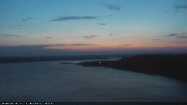 Lake Travis webcam, July 16, 2017 8:10 PM CT