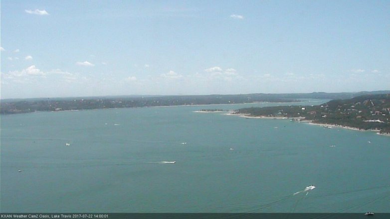 Lake Travis webcam, July 22, 2017 1:30 PM CT