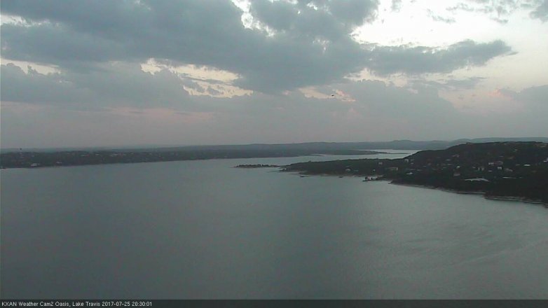 Lake Travis webcam, July 25, 2017 8:00 PM CT