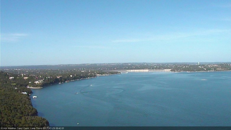 Lake Travis webcam, July 29, 2017 9:00 AM CT