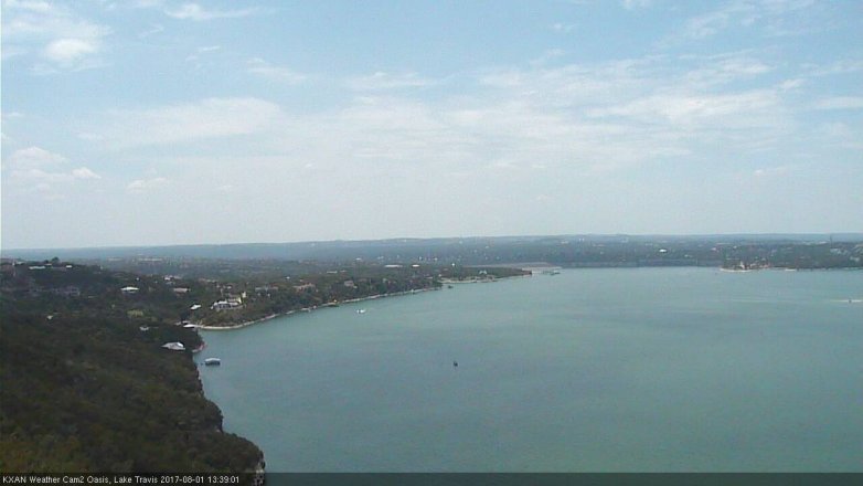 Lake Travis webcam, August 1, 2017 1:10 PM CT