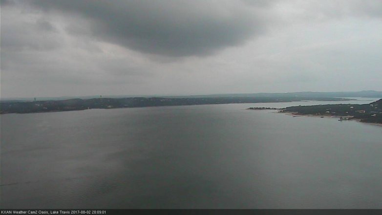 Lake Travis webcam, August 2, 2017 7:30 PM CT