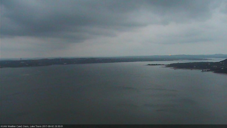Lake Travis webcam, August 2, 2017 8:00 PM CT