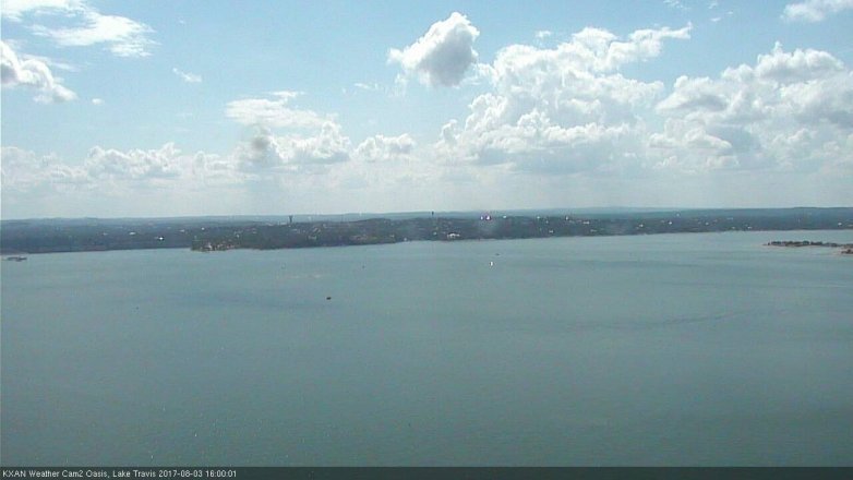 Lake Travis webcam, August 3, 2017 3:10 PM CT
