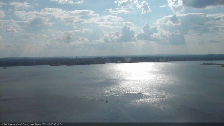 Lake Travis webcam, August 3, 2017 5:05 PM CT