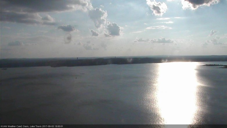 Lake Travis webcam, August 3, 2017 6:15 PM CT
