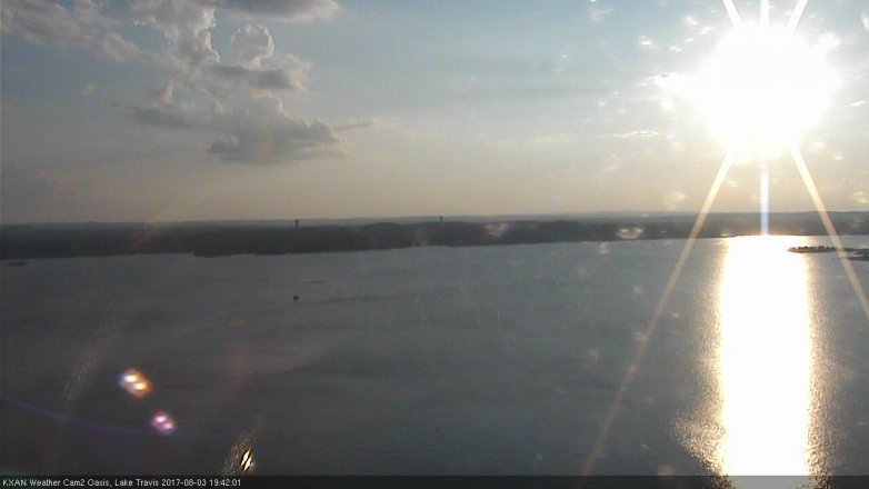 Lake Travis webcam, August 3, 2017 6:50 PM CT
