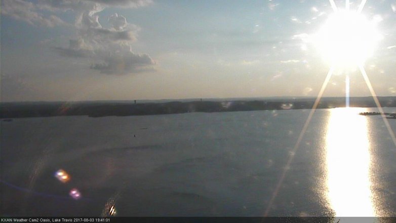 Lake Travis webcam, August 3, 2017 7:05 PM CT