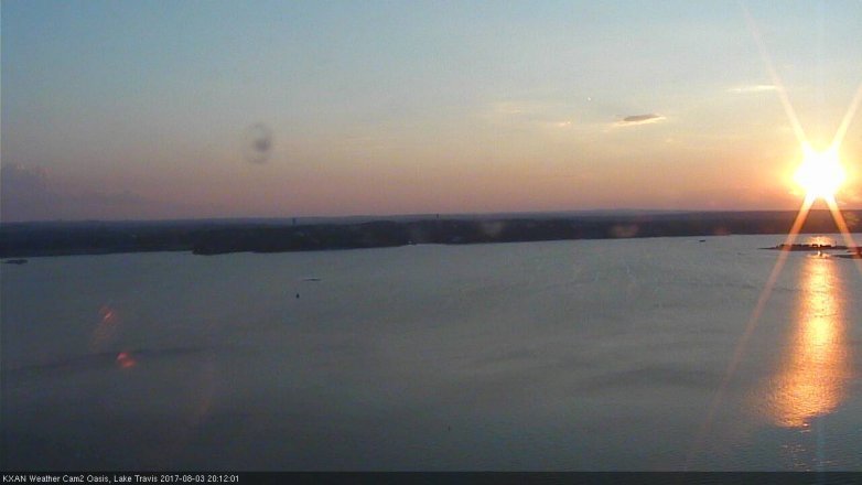 Lake Travis webcam, August 3, 2017 7:40 PM CT
