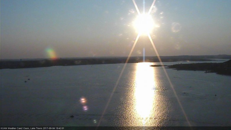 Lake Travis webcam, August 4, 2017 6:50 PM CT
