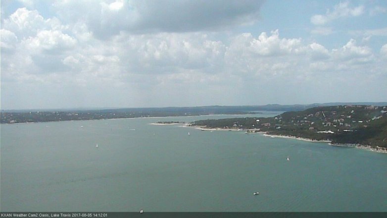 Lake Travis webcam, August 5, 2017 1:30 PM CT