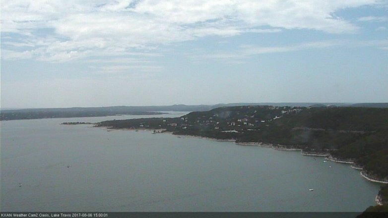 Lake Travis webcam, August 6, 2017 2:05 PM CT