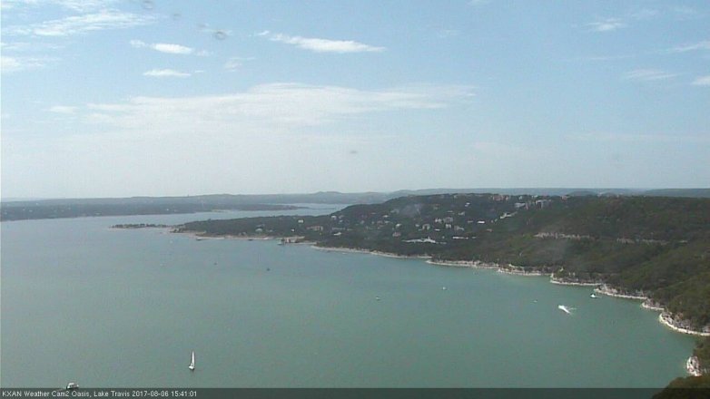 Lake Travis webcam, August 6, 2017 3:10 PM CT