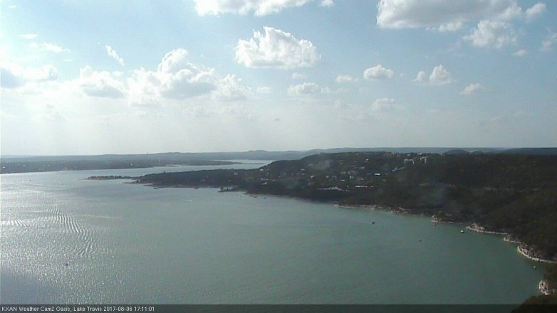 Lake Travis webcam, August 6, 2017 4:25 PM CT