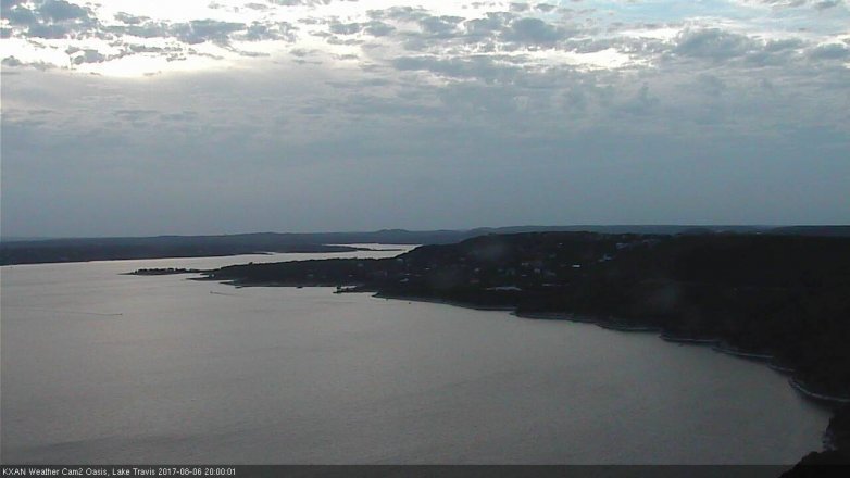 Lake Travis webcam, August 6, 2017 7:15 PM CT