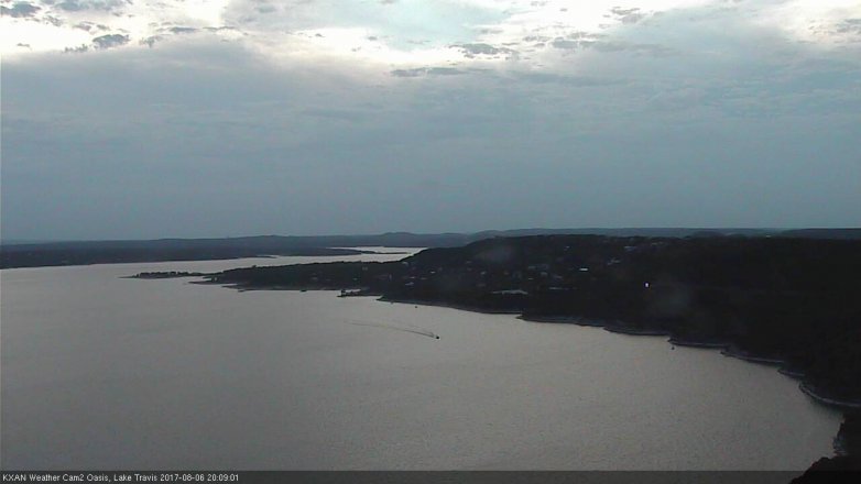 Lake Travis webcam, August 6, 2017 7:40 PM CT