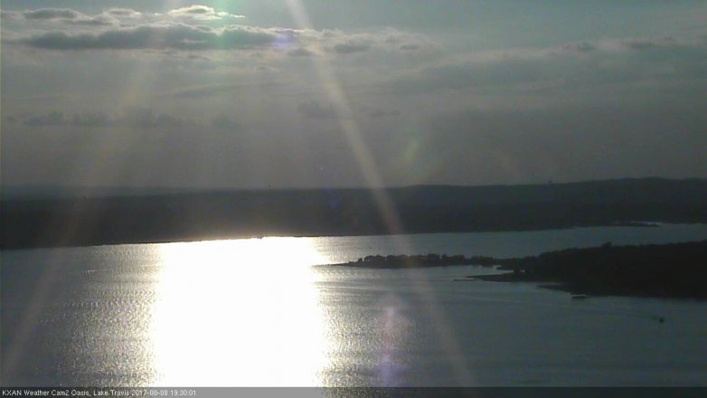 Lake Travis webcam, August 8, 2017 6:40 PM CT