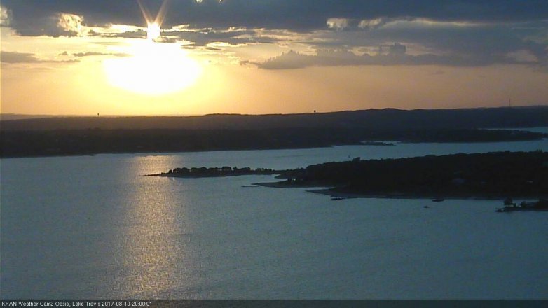 Lake Travis webcam, August 10, 2017 7:15 PM CT