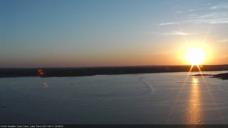 Lake Travis webcam, August 11, 2017 7:30 PM CT