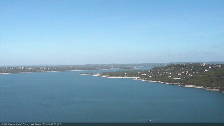 Lake Travis webcam, August 12, 2017 9:10 AM CT