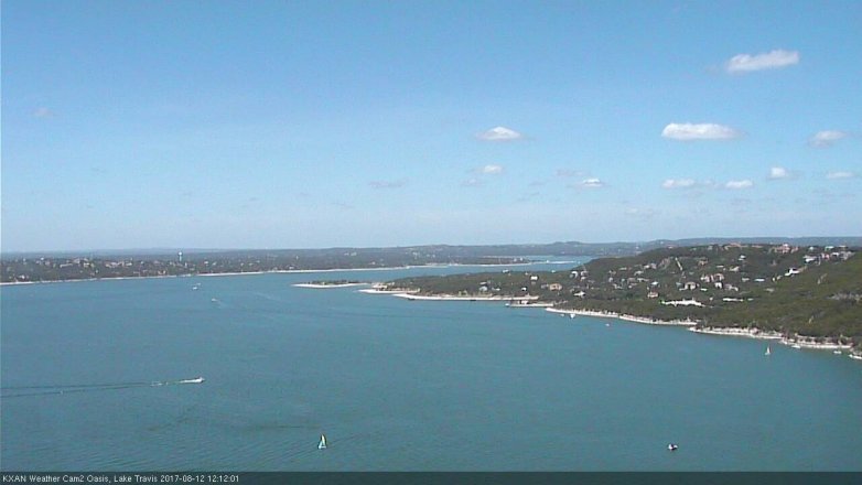 Lake Travis webcam, August 12, 2017 11:25 AM CT