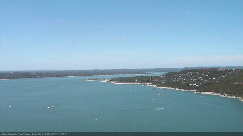 Lake Travis webcam, August 12, 2017 1:00 PM CT