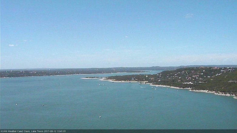 Lake Travis webcam, August 12, 2017 1:10 PM CT