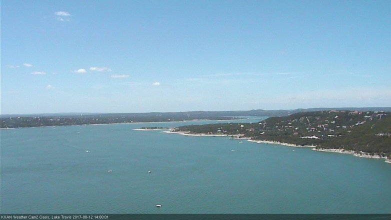 Lake Travis webcam, August 12, 2017 1:25 PM CT