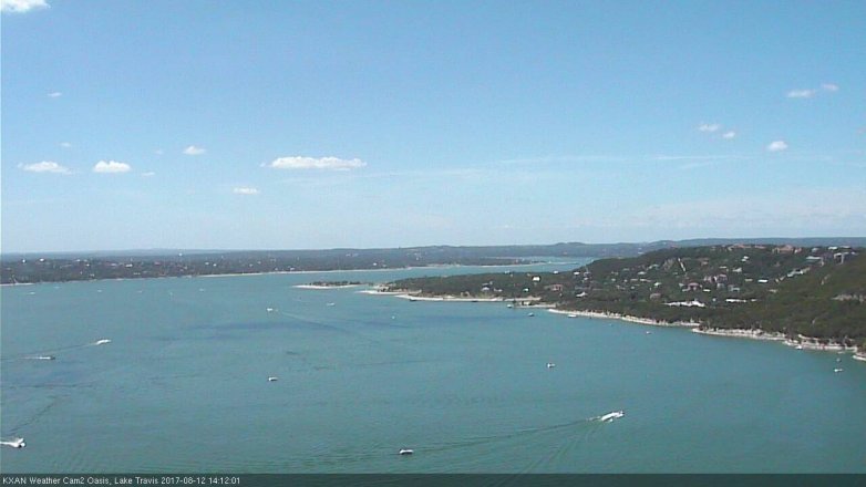 Lake Travis webcam, August 12, 2017 1:35 PM CT